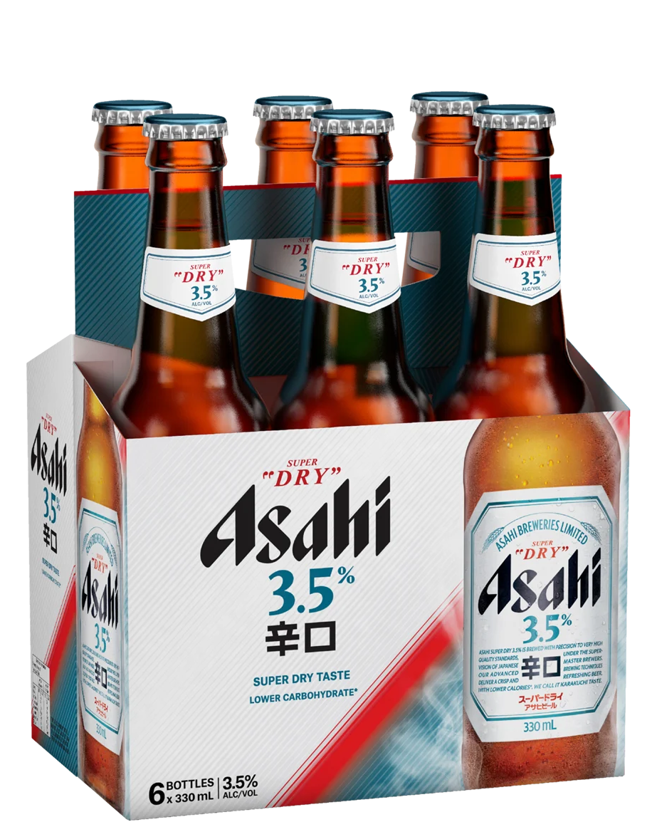Asahi 3.5% Super Dry Bottles 330ml 6 Pack