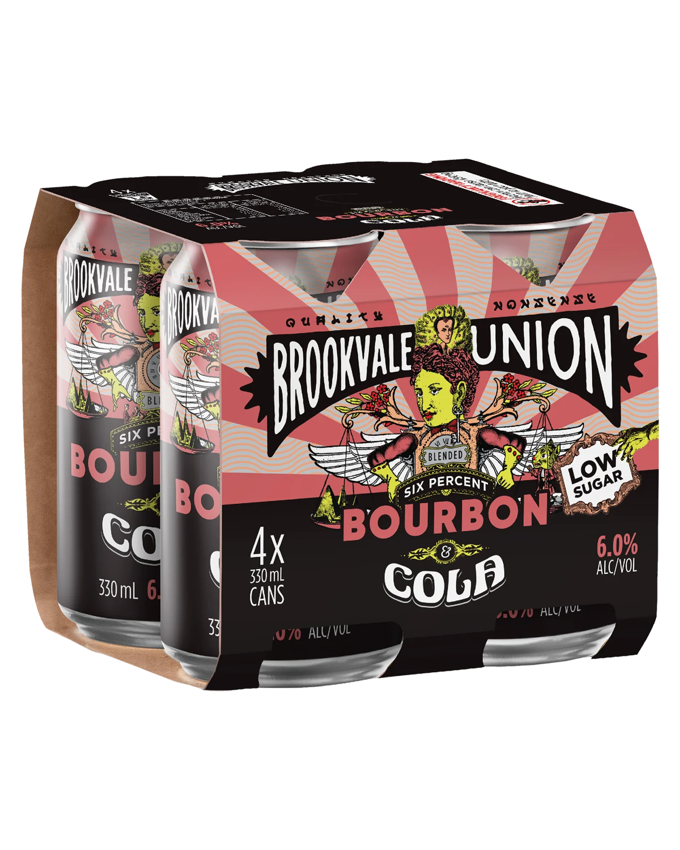 Brookvale Union Bourbon & Cola Cans 330mL 4 Pack