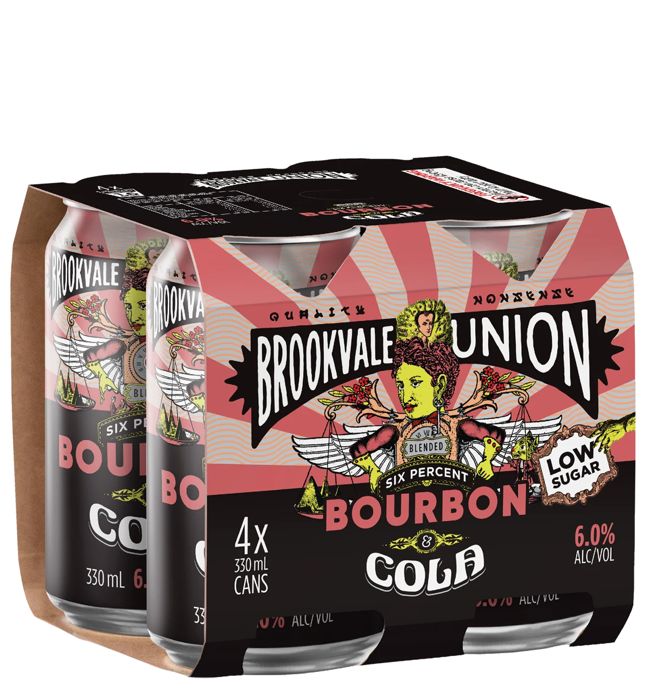 Brookvale Union Bourbon & Cola Cans 330mL 4 Pack
