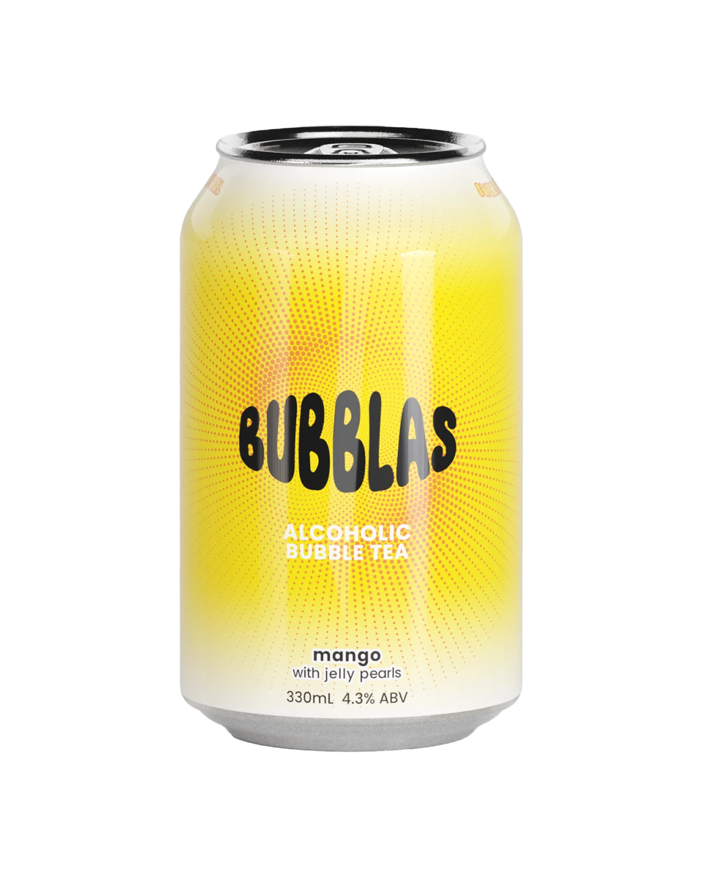 Bubblas Mango Alcoholic Bubble Tea Cans with Mango Jelly Pearls 330mL 4 Pack