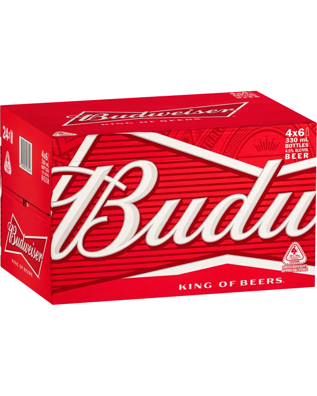Budweiser Lager Beer Bottle 330mL 24 Pack