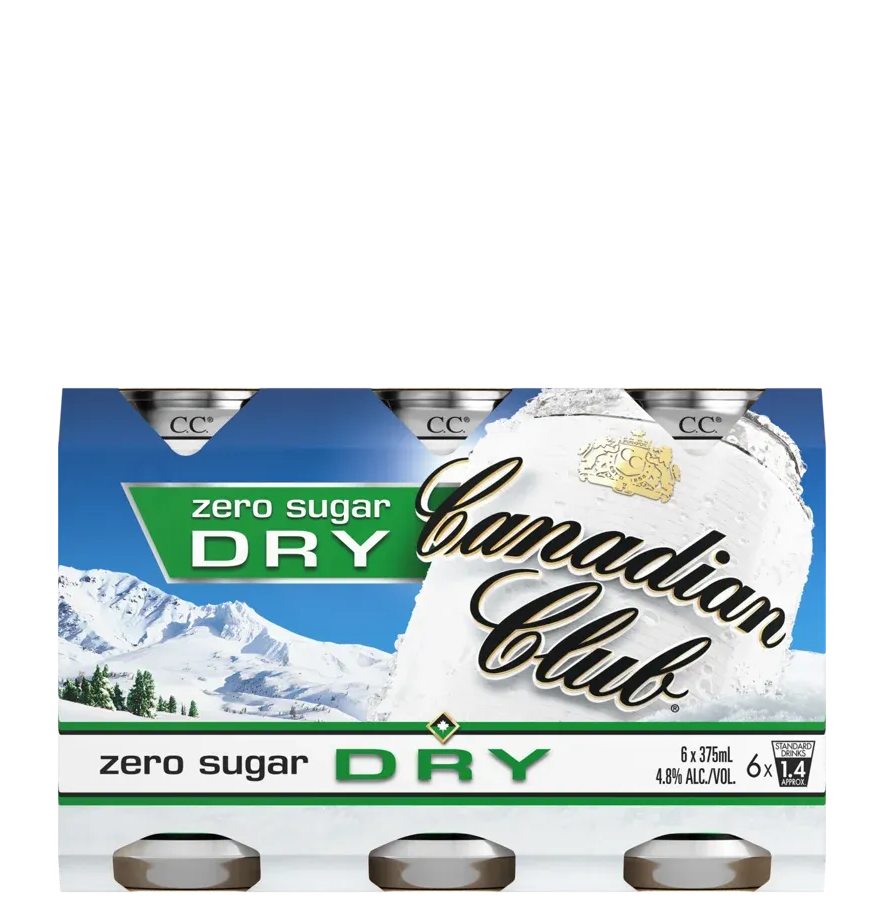 Canadian Club Whisky & Zero Sugar Dry 4.8% Cans 375mL 6 Pack