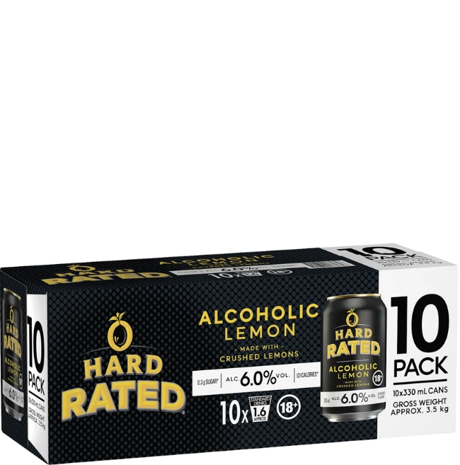 Hard Rated Lemon 6% Cans 330mL 10 Pack