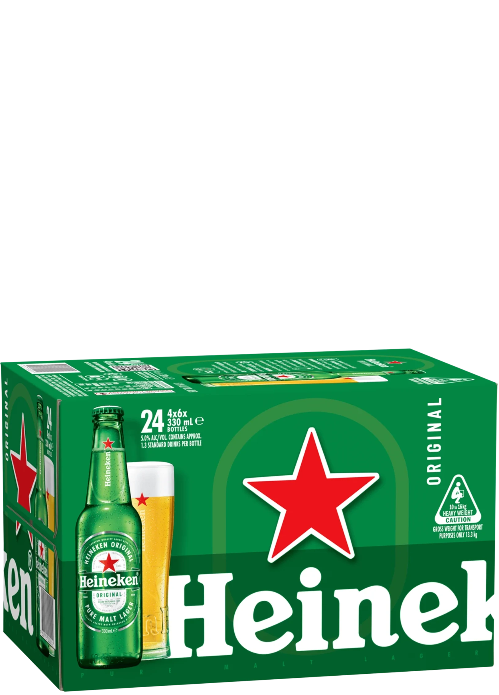 Heineken Lager Bottles 330mL 24 Pack