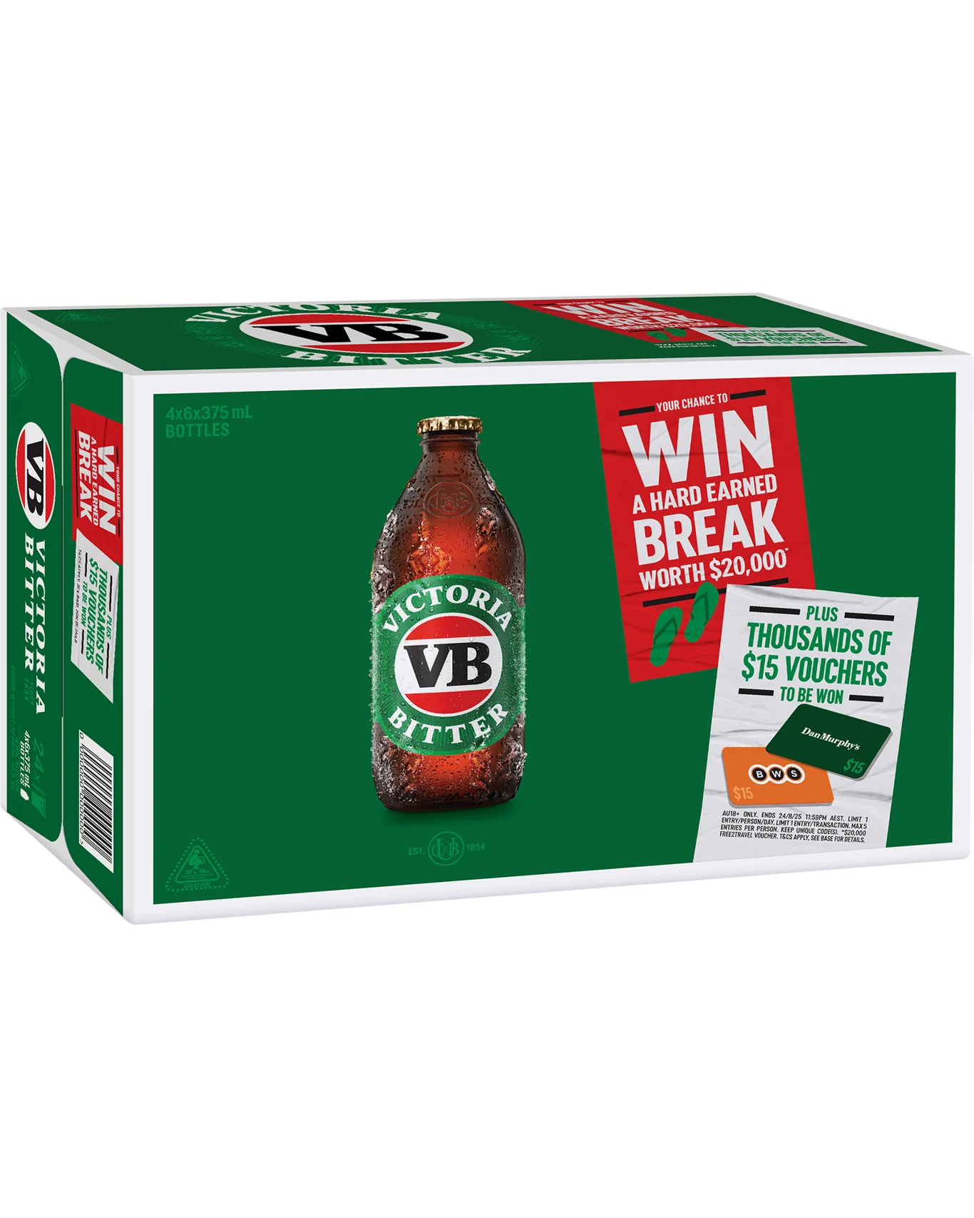 Victoria Bitter Lager Bottles 375mL 24 Pack