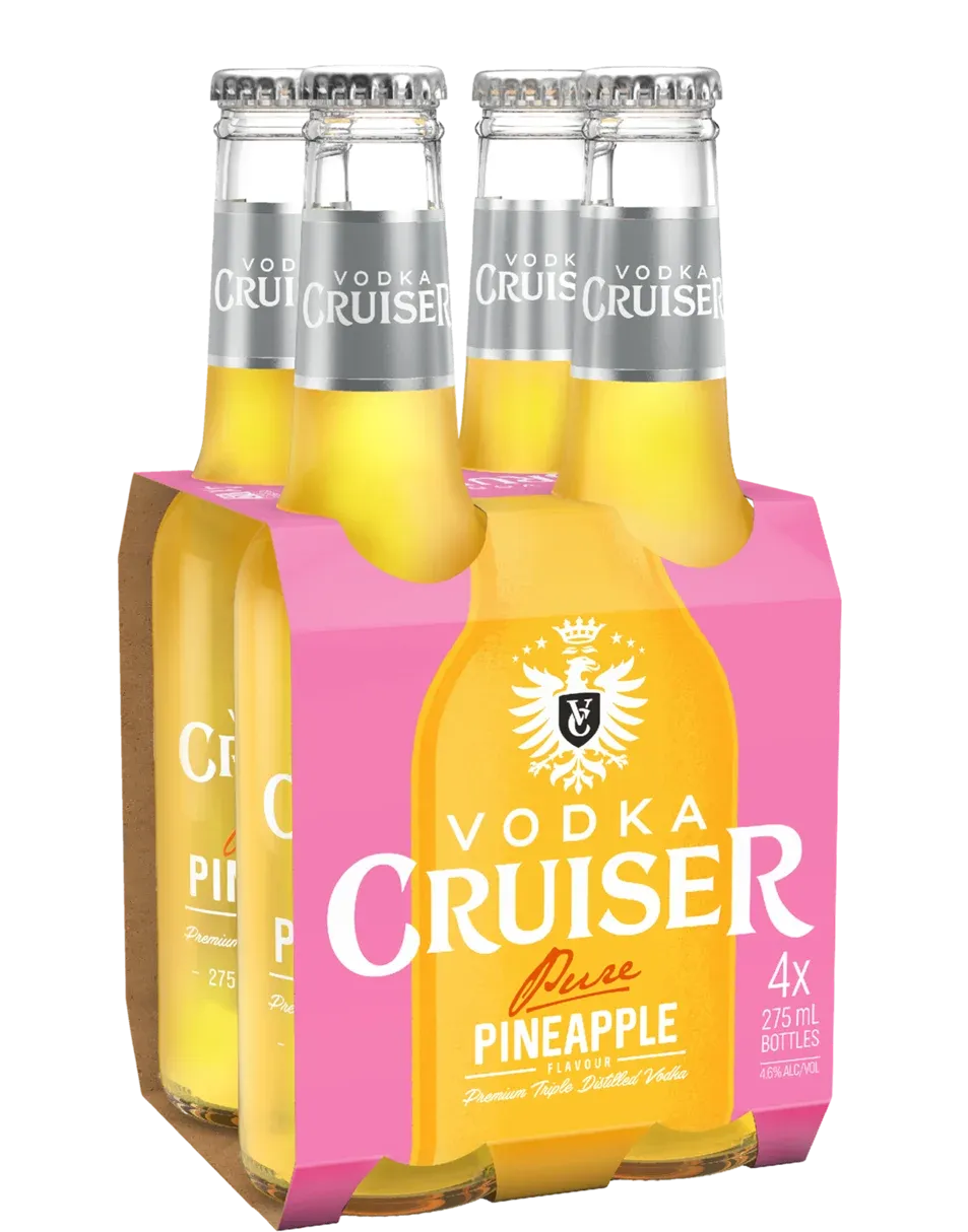 Vodka Cruiser Pure Pineapple Bottles 275mL 4 Pack