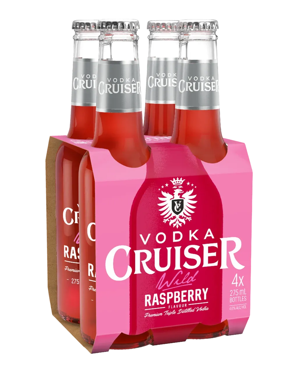 Vodka Cruiser Wild Raspberry Bottles 275mL 4 Pack