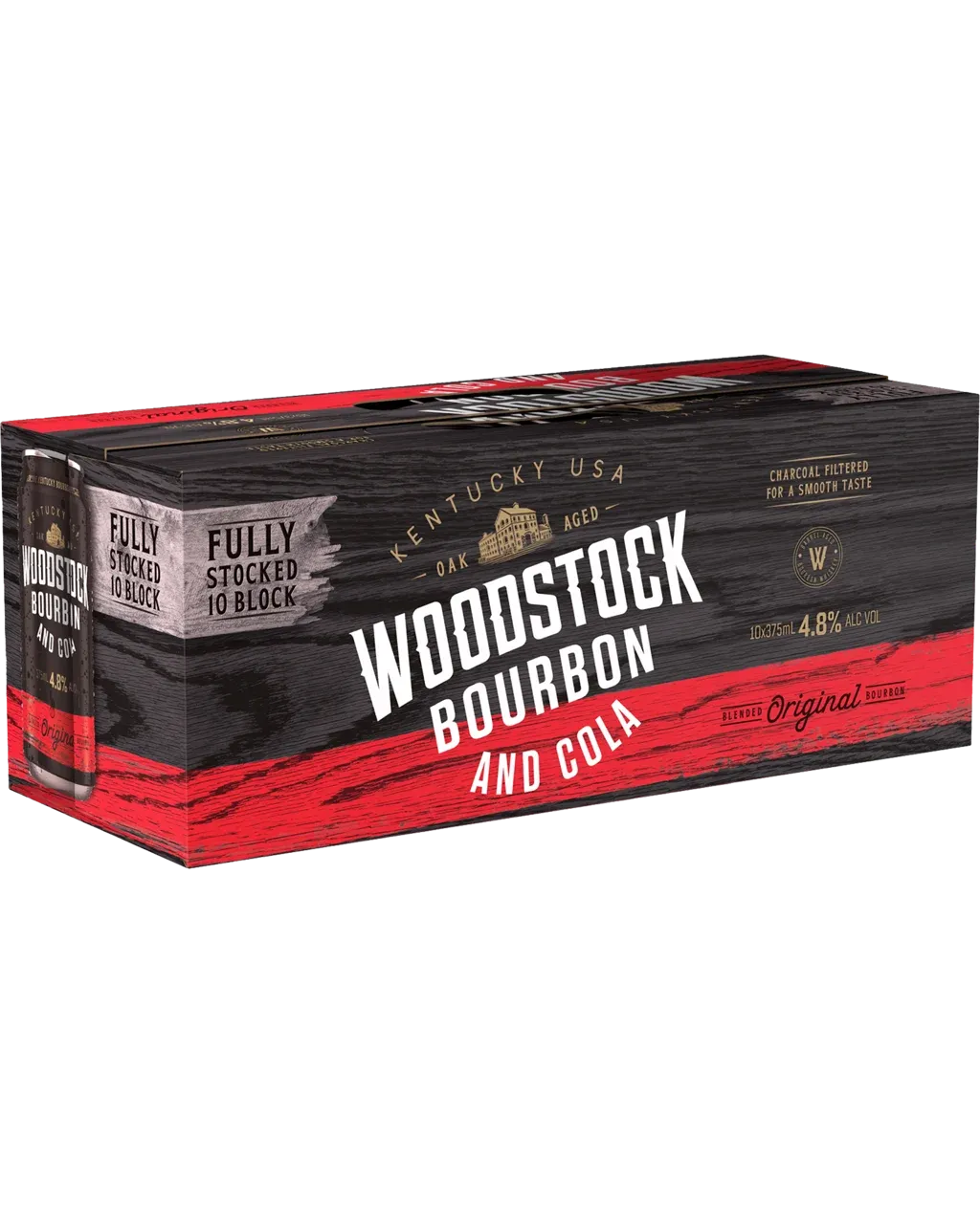 Woodstock Bourbon & Cola 4.8% Cans 375mL 10 Pack