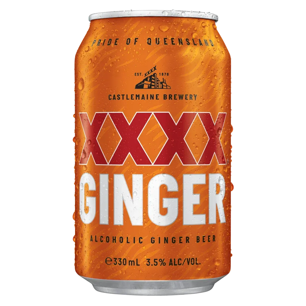 XXXX Ginger Alcoholic Ginger Beer Cans 330mL 24 Pack