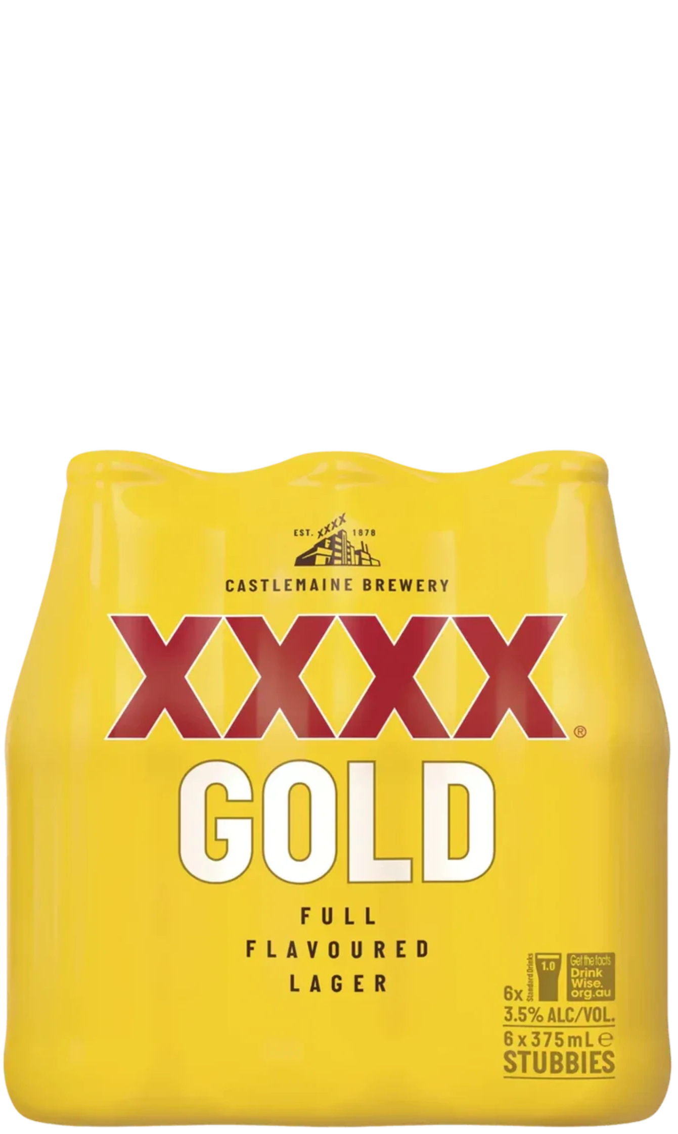 XXXX Gold Mid Strength Lager Beer Bottle 375ml 6 Pack