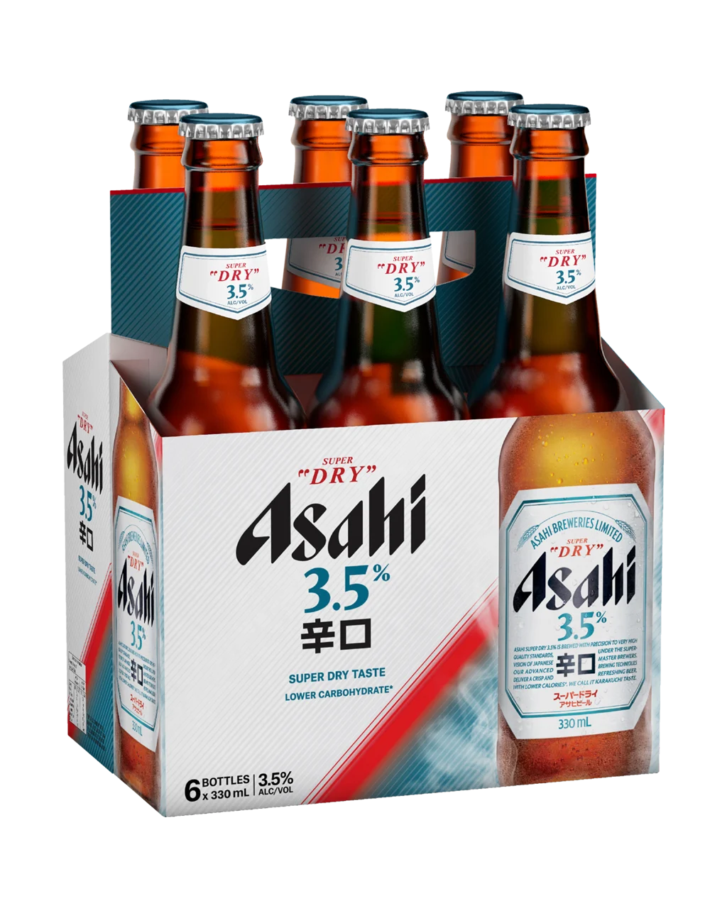Asahi 3.5% Super Dry Bottles 330ml 6 Pack