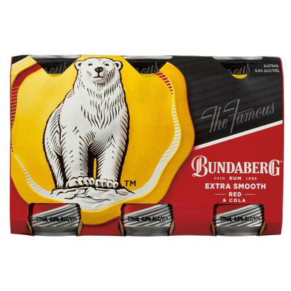 Bundaberg Extra Smooth Red &amp; Cola 4.6% Cans 6 Pack