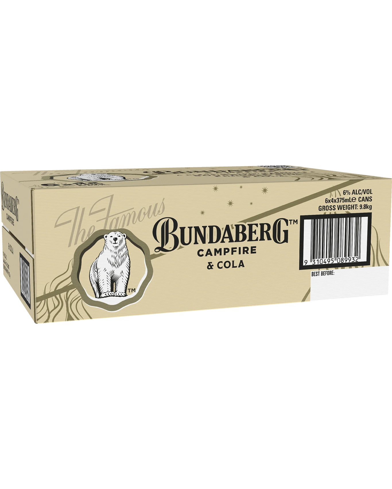 Bundaberg Campfire Bourbon Barrel Finished Rum &amp; Cola 6% 375ml Can 24 Pack