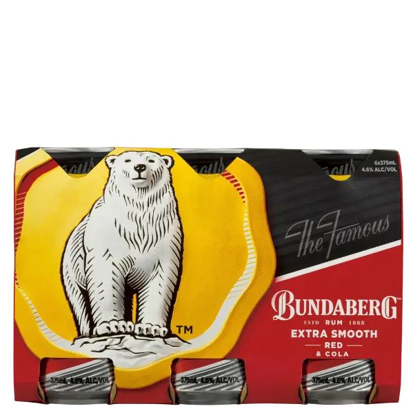 Bundaberg Extra Smooth Red &amp; Cola 4.6% Cans 375mL 6 Pack