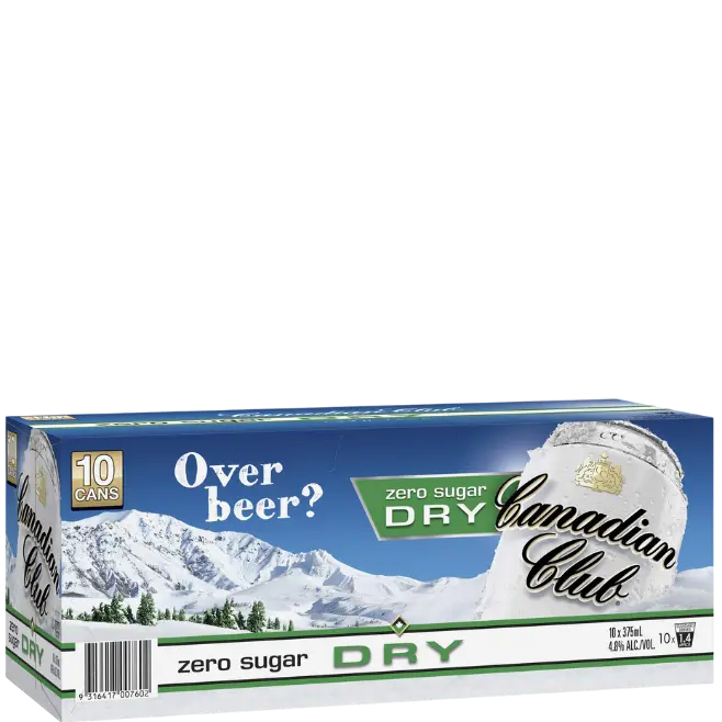 Canadian Club Whisky &amp; Zero Sugar Dry 4.8% Cans 375mL 10 Pack