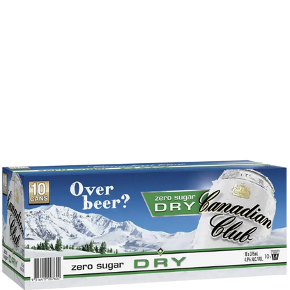 Canadian Club Whisky &amp; Zero Sugar Dry 4.8% Cans 375mL 10 Pack