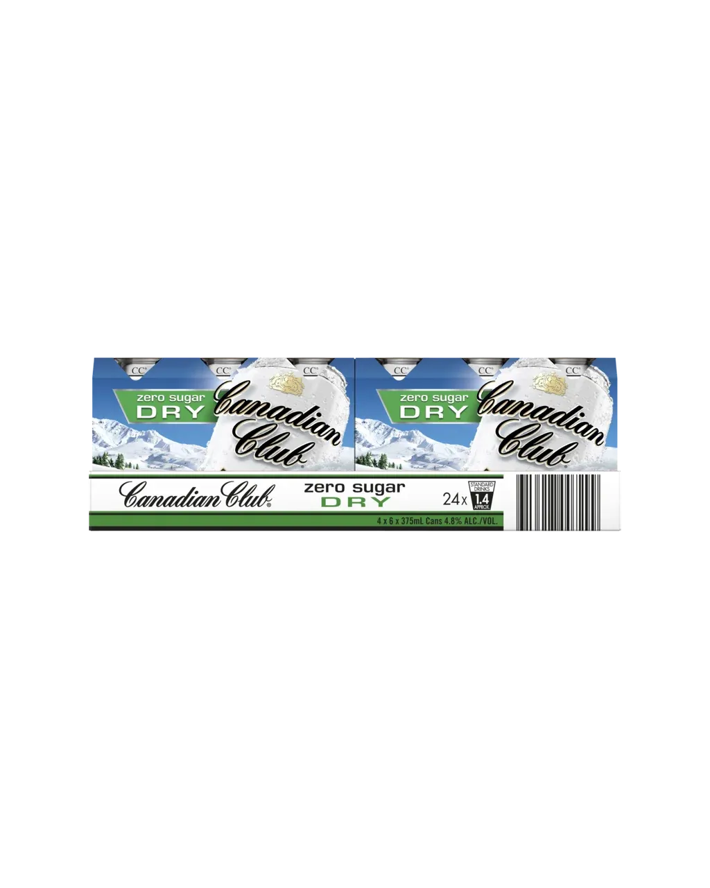 Canadian Club Whisky &amp; Zero Sugar Dry 4.8% Cans 375mL 24 Pack