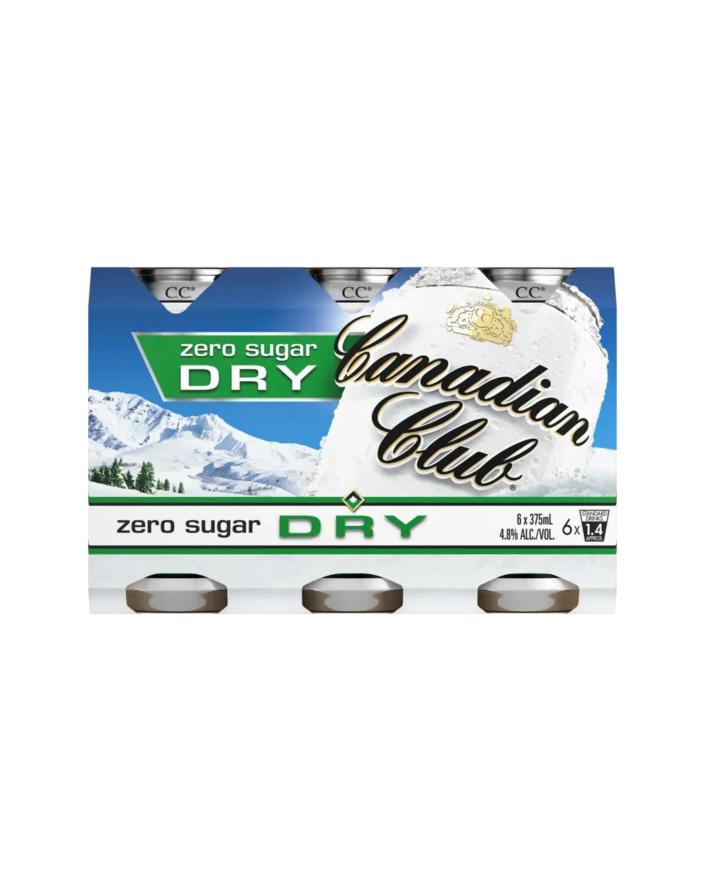 Canadian Club Whisky &amp; Zero Sugar Dry 4.8% Cans 375mL 6 Pack
