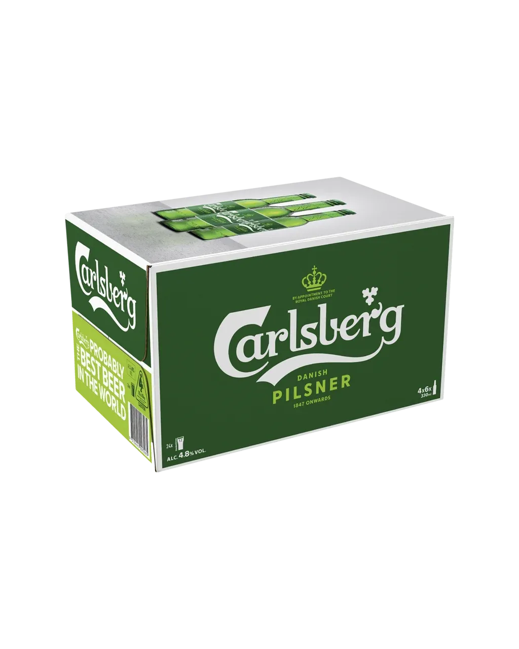 Carlsberg Green Lager Bottles 330mL 24 Pack