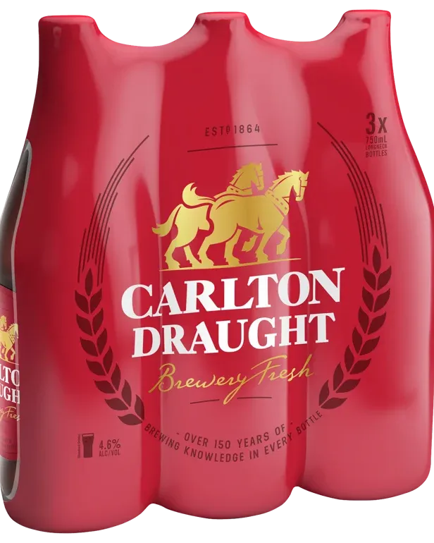 Carlton Draught Longneck 750mL 3 Pack