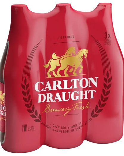 Carlton Draught Longneck 750mL 3 Pack