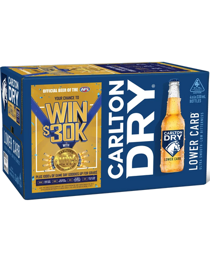 Carlton Dry Lager Bottles 330mL 24 Pack