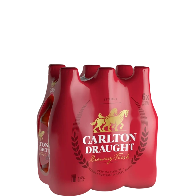 Carlton Draught Bottles 375mL 6 Pack