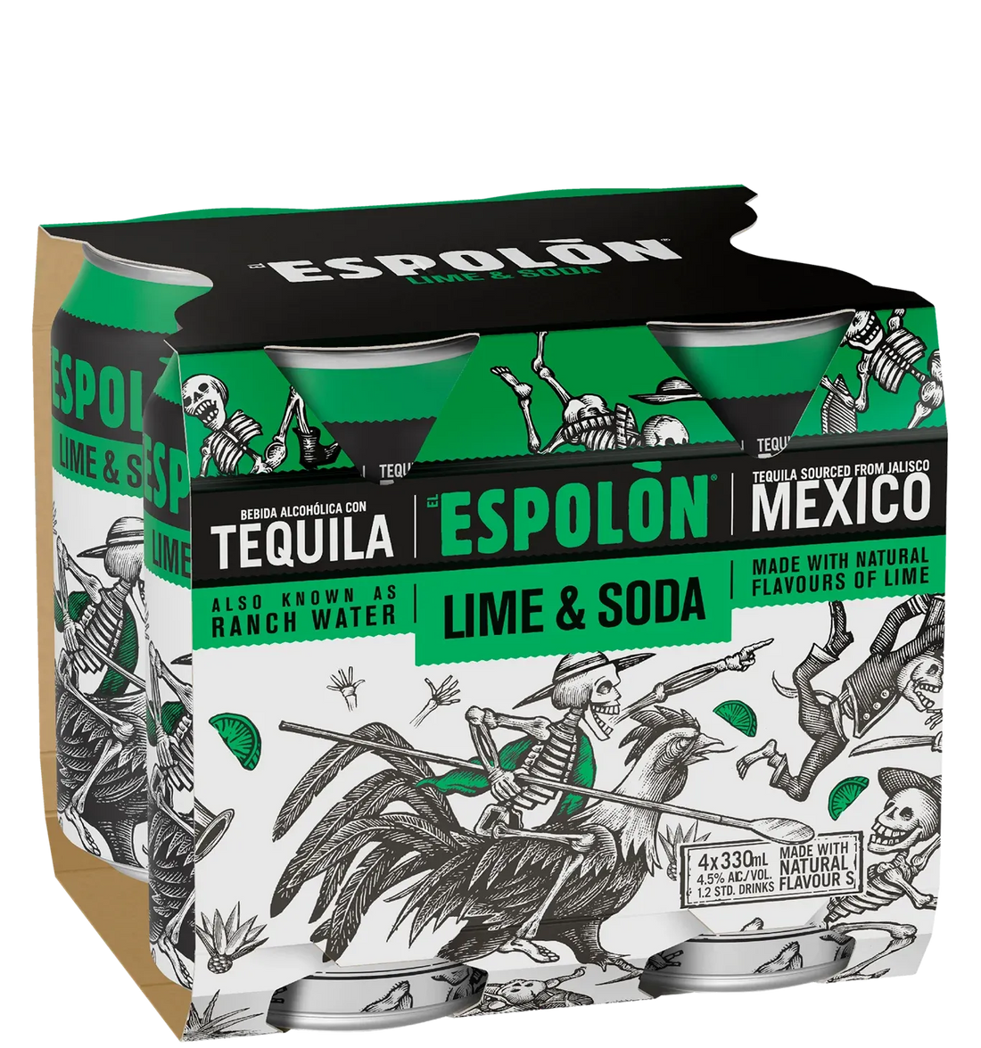 Espolon Lime and Soda 330mL Cans 4 Pack