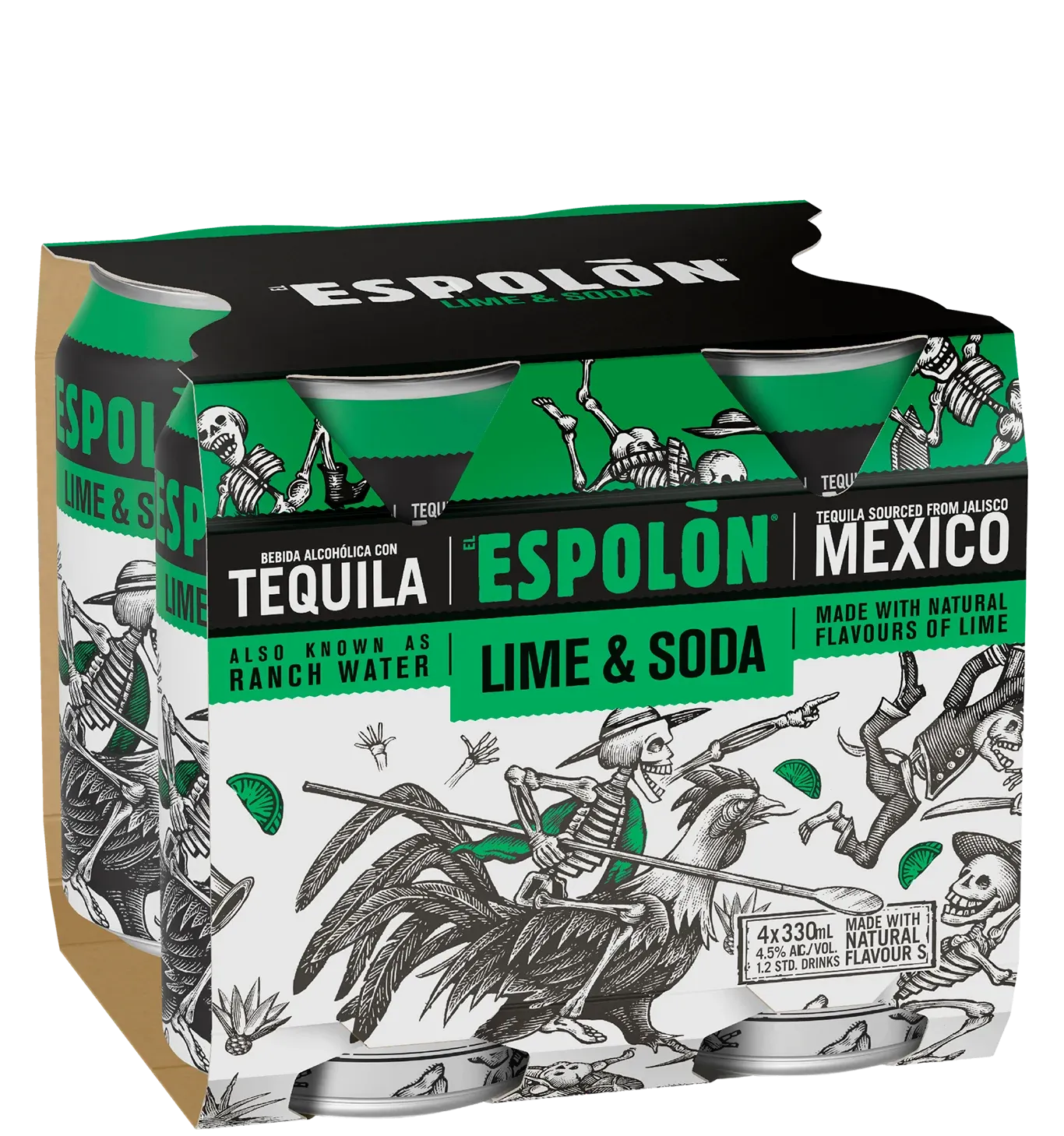 Espolon Lime and Soda 330mL Cans 4 Pack