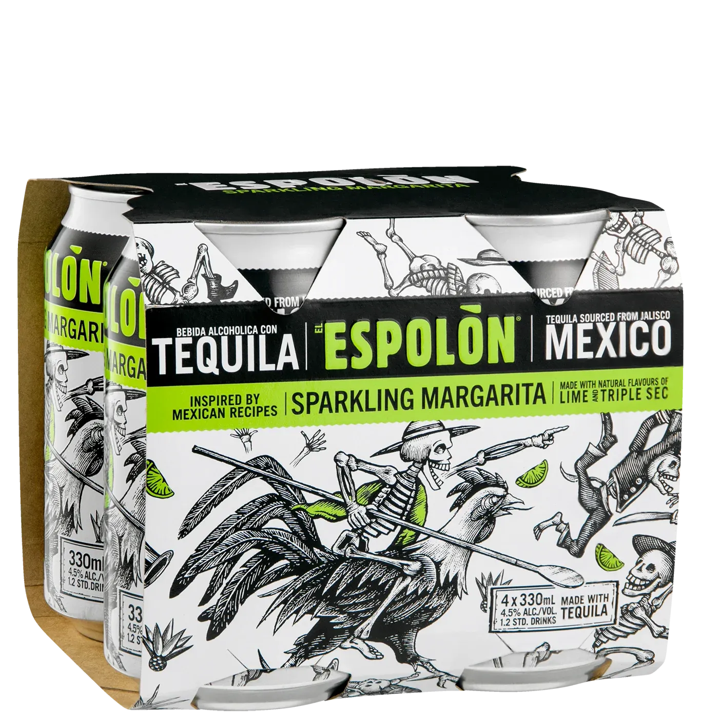 Espolon Sparkling Margarita 330mL Cans 4 Pack
