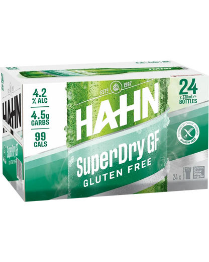 Hahn SuperDry Gluten Free 330mL Bottle 24 Pack