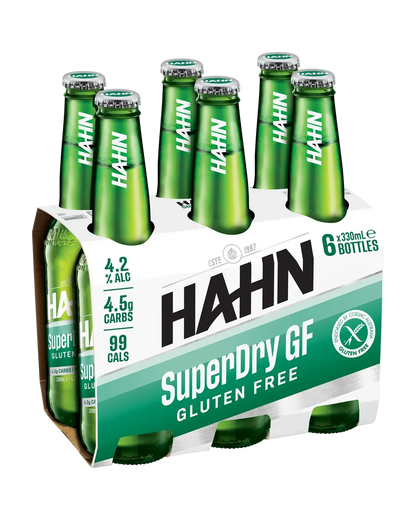 Hahn SuperDry Gluten Free 330mL Bottle 6 Pack