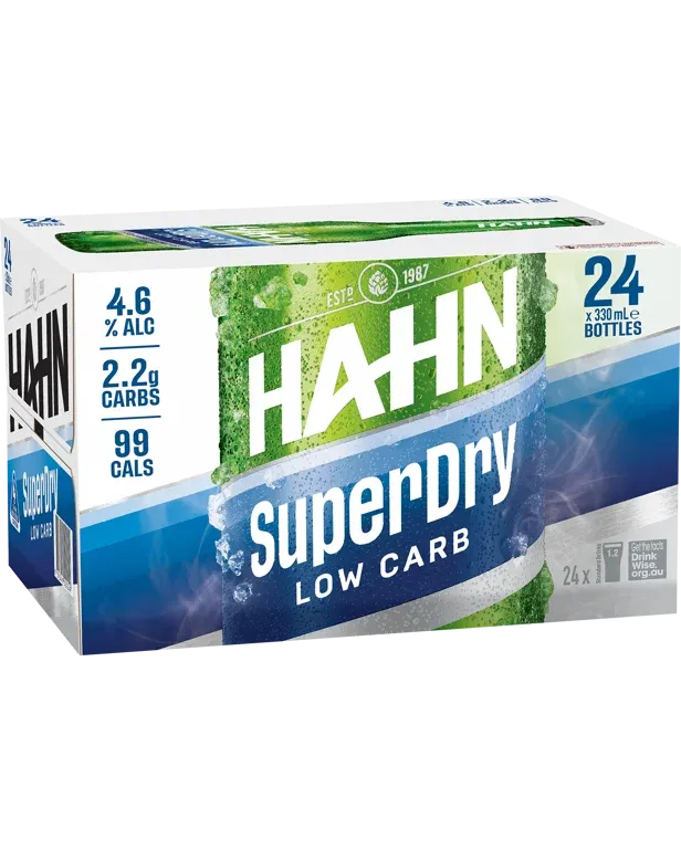 Hahn Super Dry Lager Bottles 330mL 24 Pack