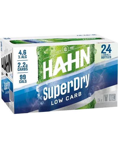 Hahn Super Dry Lager Bottles 330mL 24 Pack