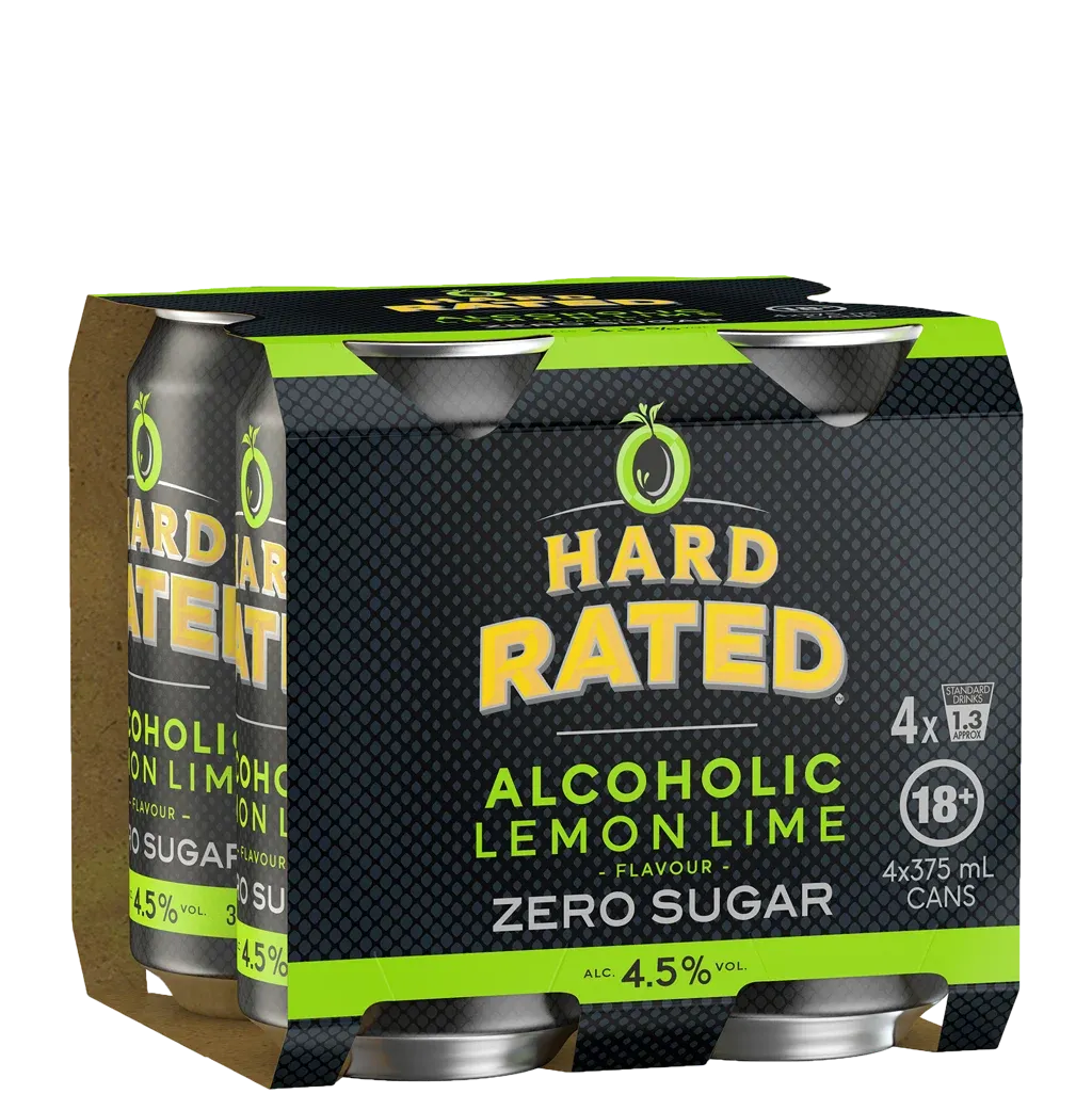 Hard Rated Lemon Lime Zero Sugar 4.5% Can 375mL 4 Pack