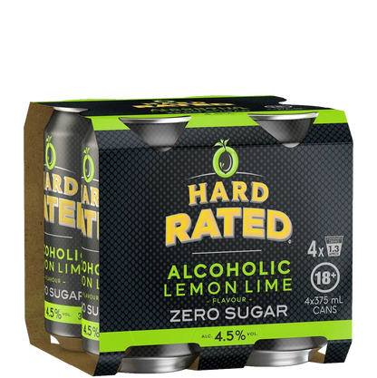 Hard Rated Lemon Lime Zero Sugar 4.5% Can 375mL 4 Pack