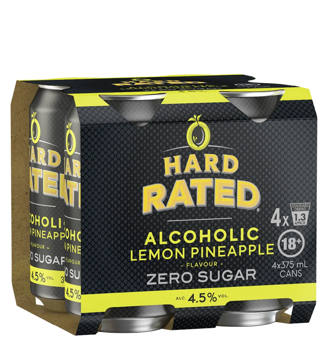 Hard Rated Zero Sugar Lemon Pineapple Cans 375mL 4 Pack