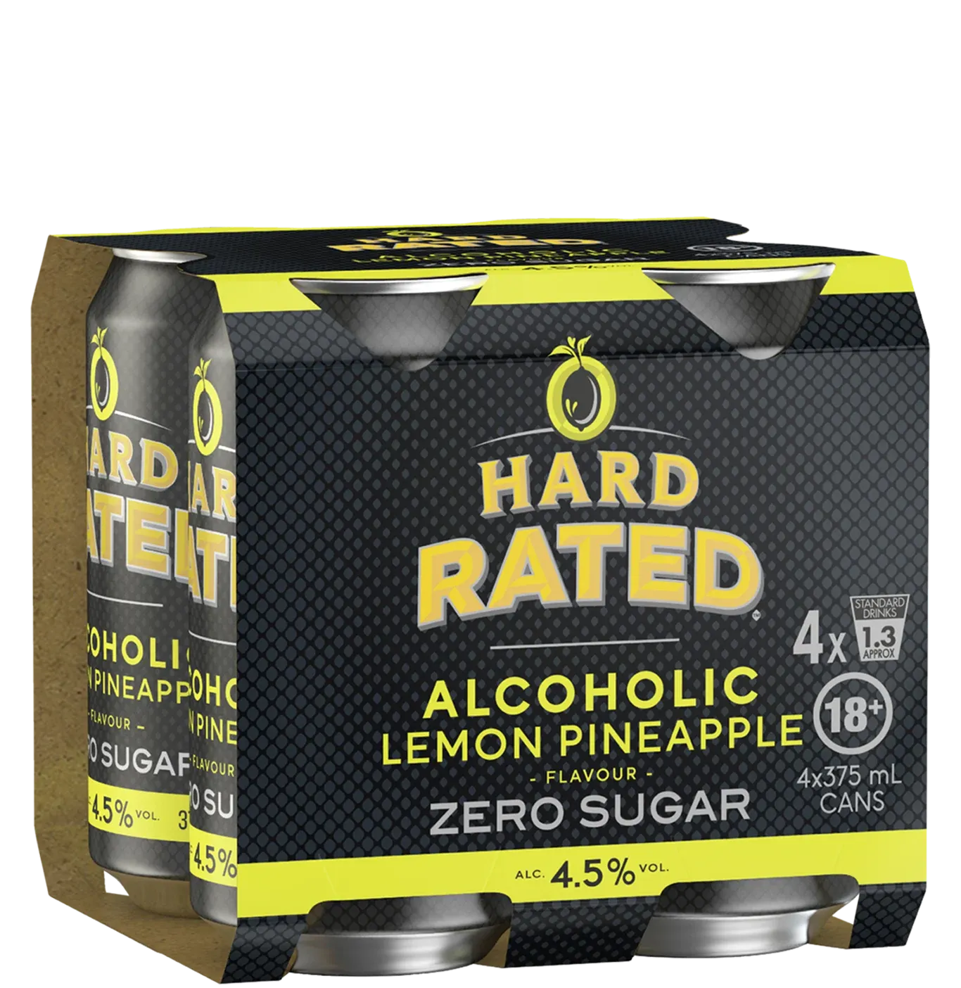 Hard Rated Zero Sugar Lemon Pineapple Cans 375mL 4 Pack