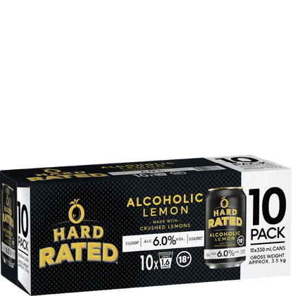 Hard Rated Lemon 6% Cans 330mL 10 Pack