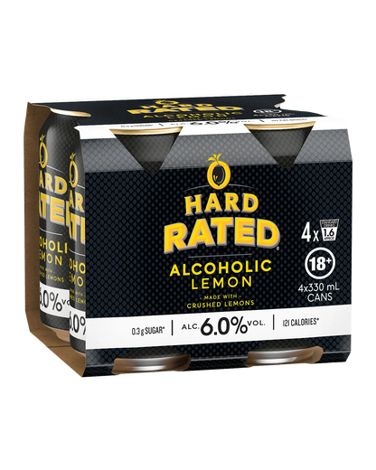 Hard Rated Lemon 6% Cans 330mL 4 Pack