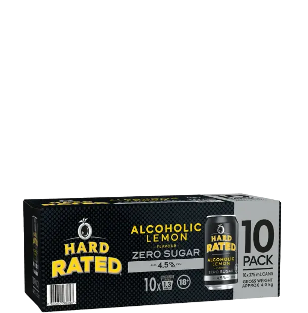 Hard Rated Lemon Zero Sugar Cans 375mL 10 Pack