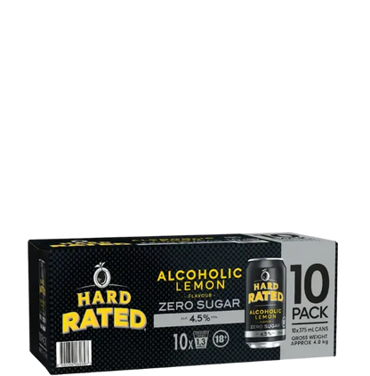 Hard Rated Lemon Zero Sugar Cans 375mL 10 Pack