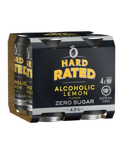 Hard Rated Zero Sugar Cans 375mL 4 Pack