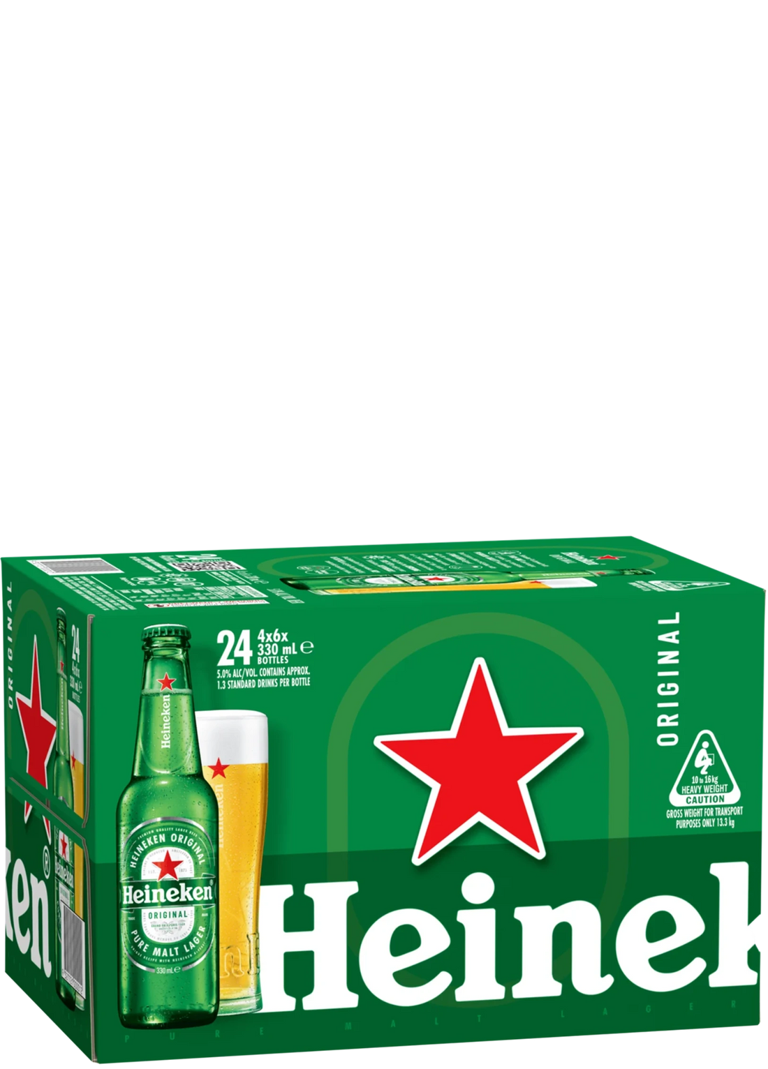Heineken Lager Bottles 330mL 24 Pack