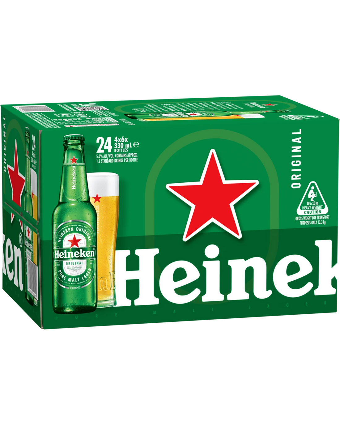 Heineken Lager Bottles 330mL 24 Pack