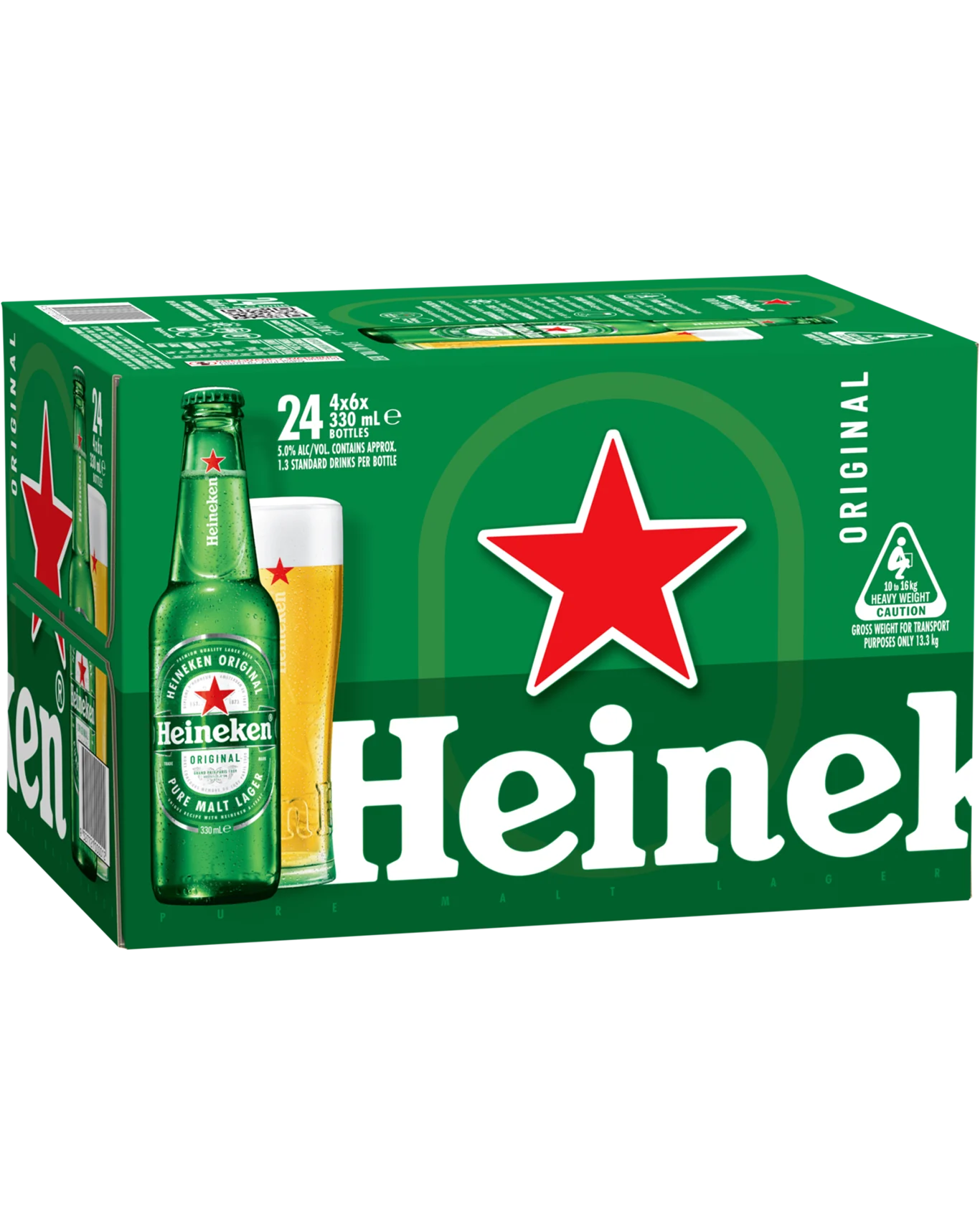 Heineken Lager Bottles 330mL 24 Pack