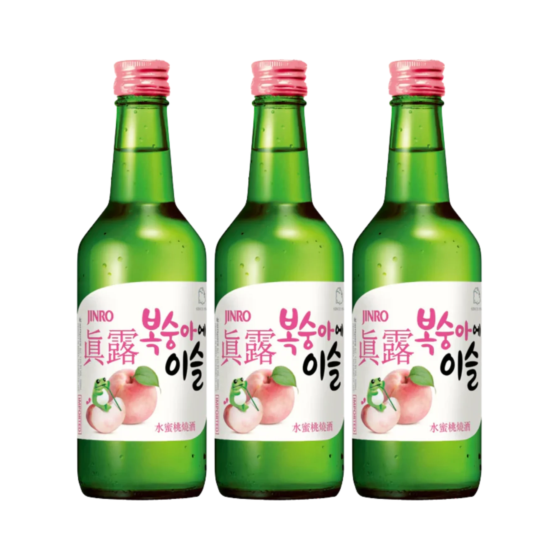 JINRO Peach Soju Bottle 360mL 3 Bottles