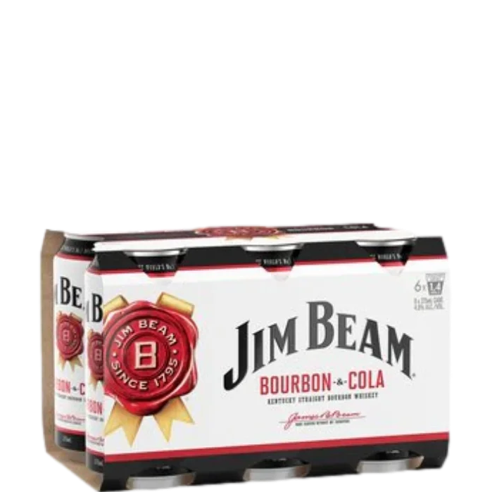 Jim Beam White Label Bourbon &amp; Cola Cans 375mL 6 Pack