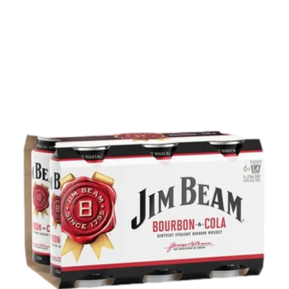 Jim Beam White Label Bourbon &amp; Cola Cans 375mL 6 Pack
