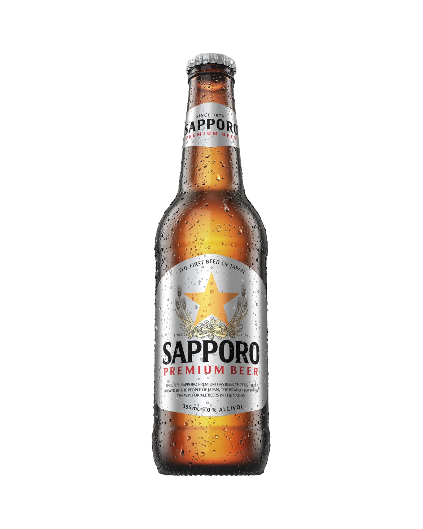Sapporro Premium Lager Bottles 355mL 24 Pack